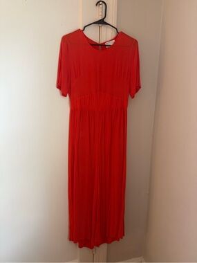 Red Short-Sleeve Jumpsuit